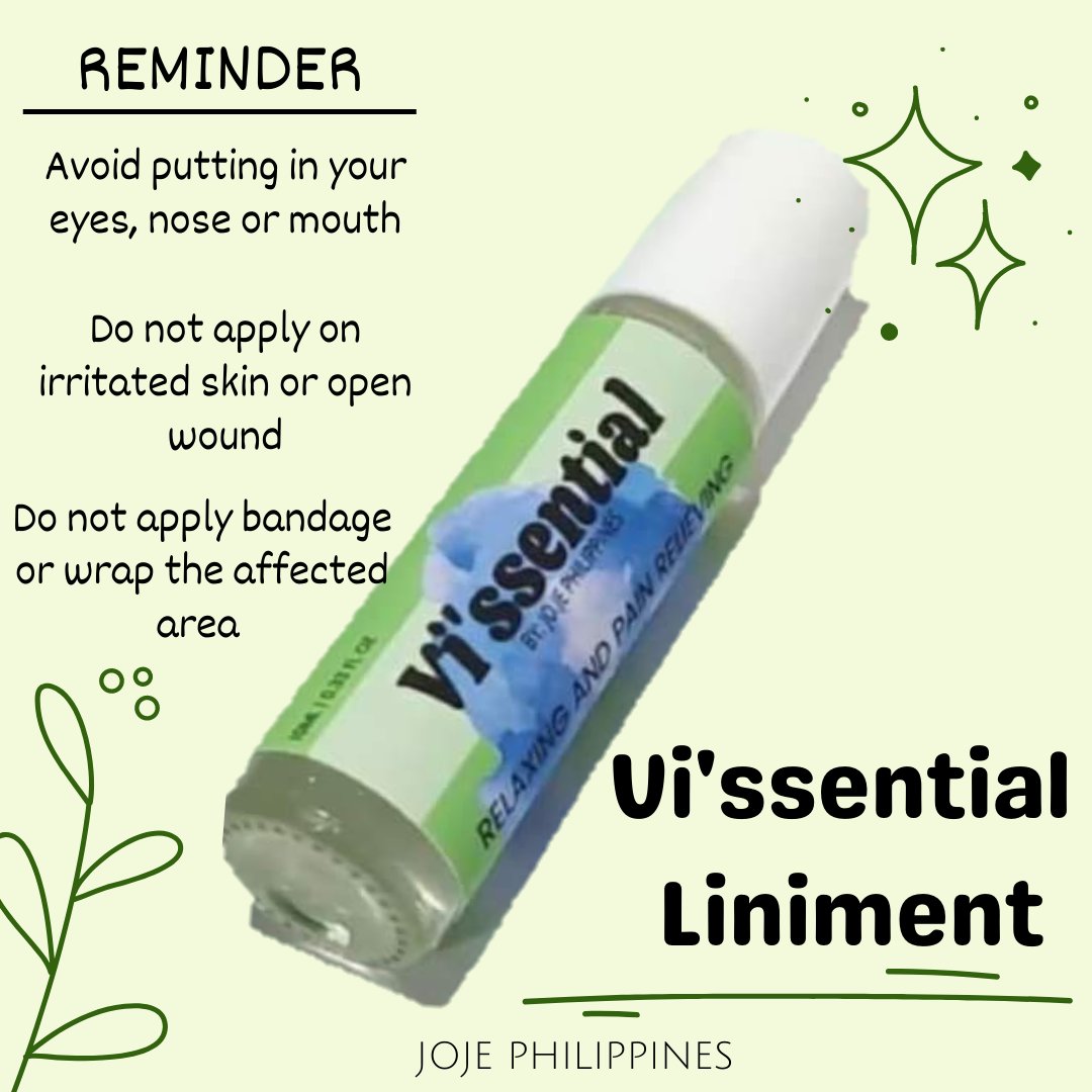 jojephilippines's tweet image. Here are some reminders on applying Vi&apos;ssential Liniment. 
 
#TipsandTricksThursday