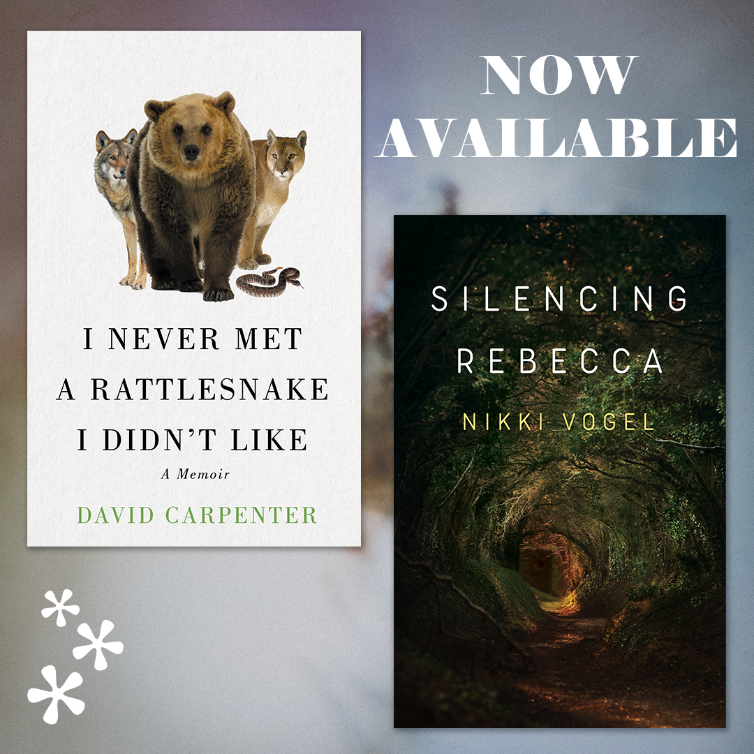 NEW RELEASE DAY!!
We are proud to release two new titles into the world today:
I Never Met a Rattlesnake I Didn't Like by David Carpenter
&amp;
Silencing Rebecca by Nikki Vogel (<a href="/NikkiVogel1/">Nikki Vogel</a>)

You can find these in your favourite bookstore or on our website thistledownpress.com