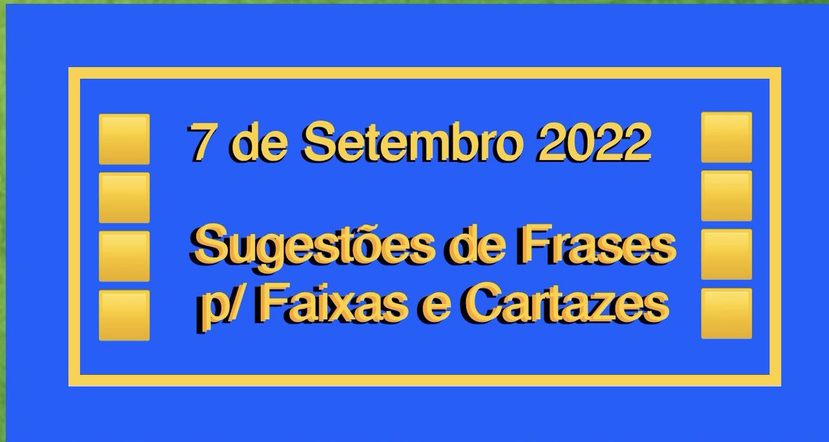 AManifestacoes's tweet photo. #7SetVaiiSerGigante +30 Frases para você fazer FAIXAS E CARTAZES  para o 7 de Setembro de 2022 https://t.co/U5sCBANYT1 via @YouTube https://t.co/7ihSU6QL3B