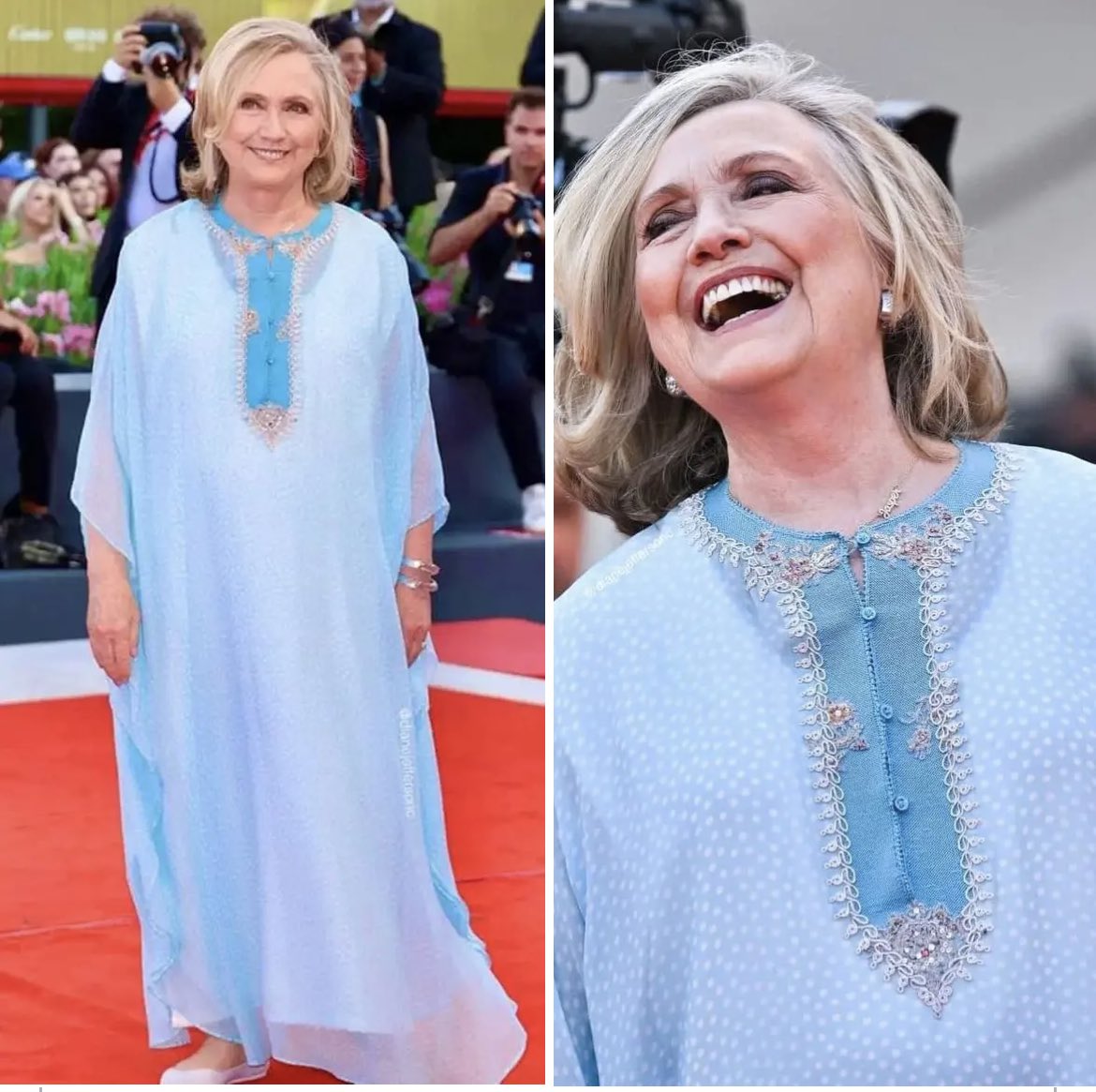 taradublinrocks's tweet image. Meanwhile, Queen Hillary is living her best life owning the Red Carpet at the Venice Film Festival 👑👑👑