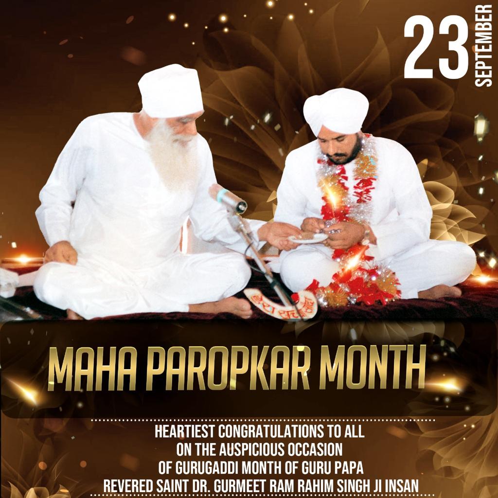 LifeLessonbyMSG's tweet photo. Pious incarnation month passed and now another month full of celebrations has begun! This is
#32ndMahaParopkarMonth of our adorable MSG Papa, Saint Gurmeet Ram Rahim J Insan, the third spiritual master of Dera Sacha Sauda. Congo to everyone on this pious month's arrival 🎊🎉 https://t.co/TwBKNAd5TE