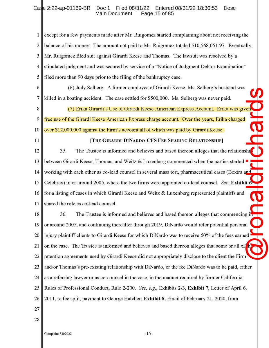 🚨Trustee files new lawsuit against two lenders of GK, shows $41,000,000 in theft from the trust account, and alleges <a href="/erikajayne/">Erika Jayne</a> spent $12,000,000 herself on the firm's Amex. The emails also show other GK insiders including David Lira on numerous emails re: knowledge. Excerpts: