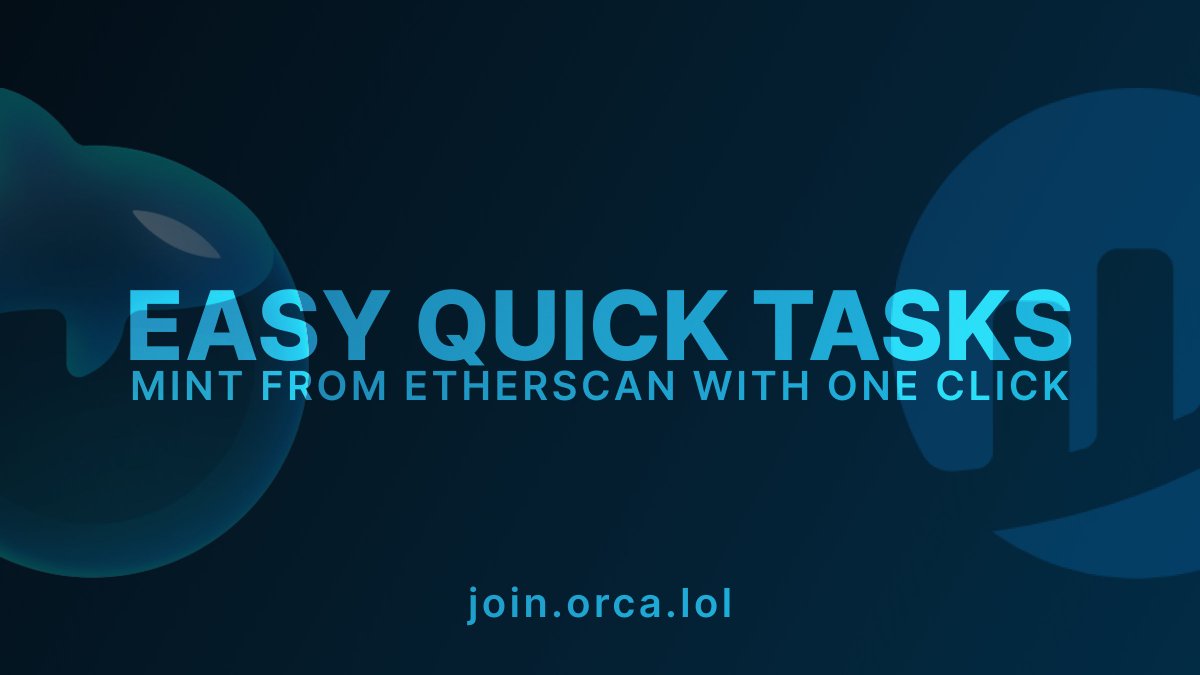 orcarobot's tweet photo. Mint any Ethereum NFT in seconds, copy any Etherscan transaction instantly with Orca's quick task feature ⚡

https://t.co/e0vIciQuRP https://t.co/hJ3ASUXZrT