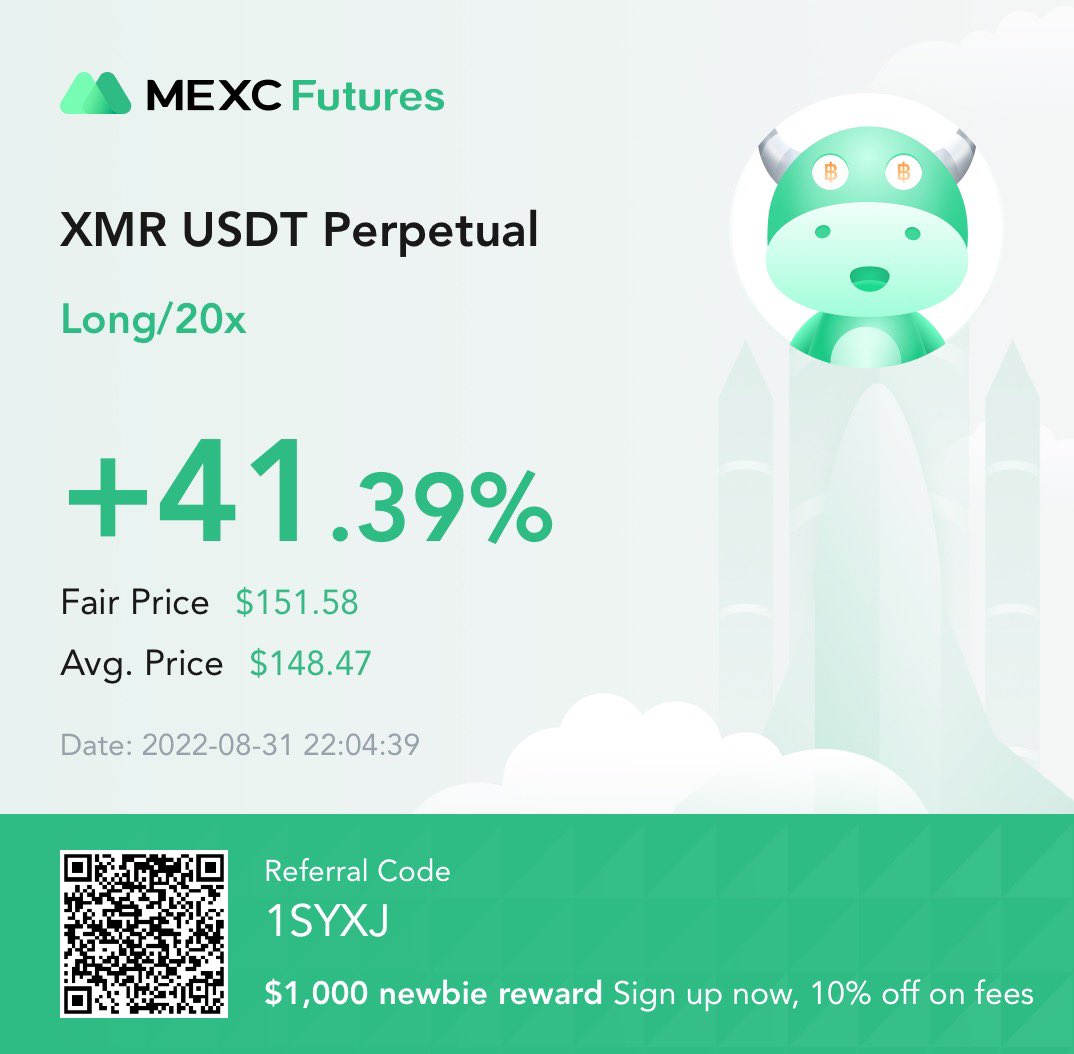 Quick $XMR scalp, in and out, not really letting much run expecting choppy price action for the short term.