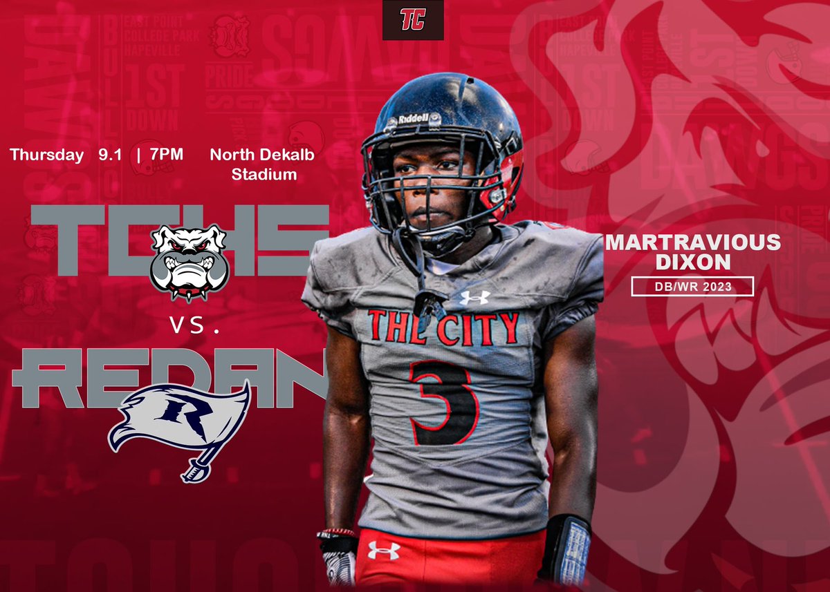 Check Out Your TCHS Football Team This Thursday at North Dekalb Stadium vs Redan 
Link for the game in bio 
#WE&gt;me
#WinTheDay🏁
#TTG