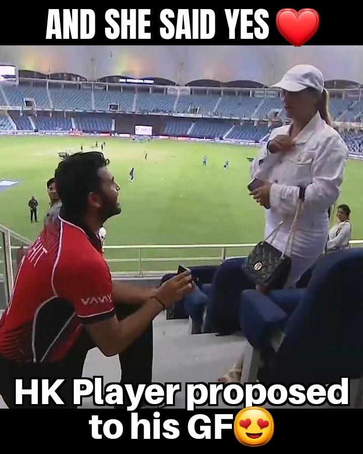 #hongkong player #kinchitshah proposed to his girlfriend after the match. It is yes 🙂😍 #asiacup