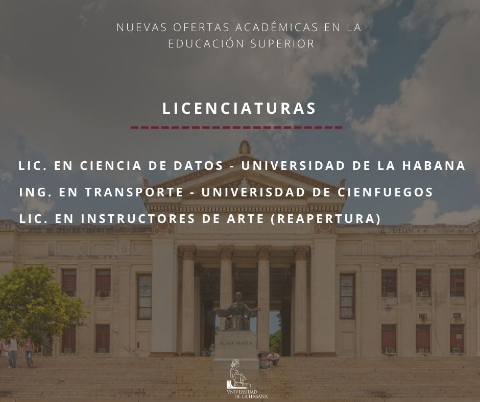 UdeLaHabana's tweet photo. 📢 Para el curso escolar 2023 en la Educación Superior se ofertan 103 008 plazas, lo que representa un incremento de 3 000 con respecto al año anterior. 
A continuación compartimos las nuevas ofertas académicas para el curso 2023 en la Educación Superior cubana. #295UH https://t.co/LW68Og0xEj