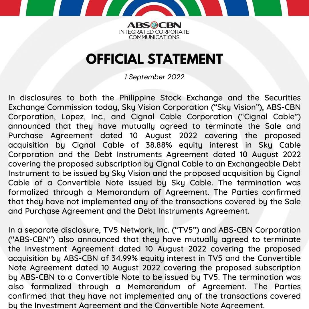 ABS-CBN TV5 Merger Officially Terminated! What a great way to start the Christmas season. 👏🏼🥴.  #MissionFailed #BetterLuckNextTime