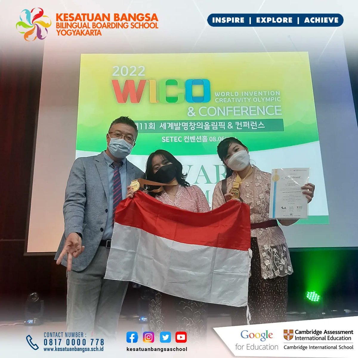 KesatuanBangsa's tweet photo. Tim Science Project Kesatuan Bangsa dengan anggota 
1. Mayada Arindi Para meswari (12A)
2. Raiessa Sharfa Rosse (12A)
3. Naurah Nafisah Sasikirana Mayabubun (11A)
#kesatuanbangsa #wico2022 #wico #seoul #korea #southkorea #worldyounginventioncreativityolympic https://t.co/ijhmTVzYub