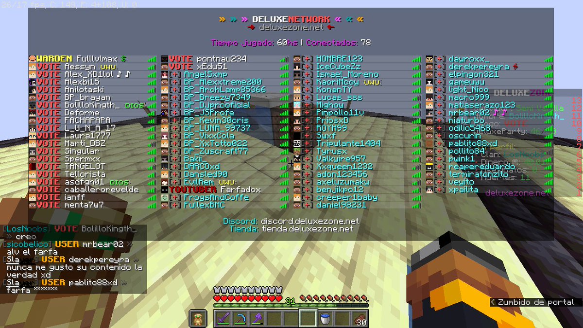 Che estaba en Minecraft en el server Deluxezone y me encontré a <a href="/farfadox/"></a> Alguien sabe si es el de verdad