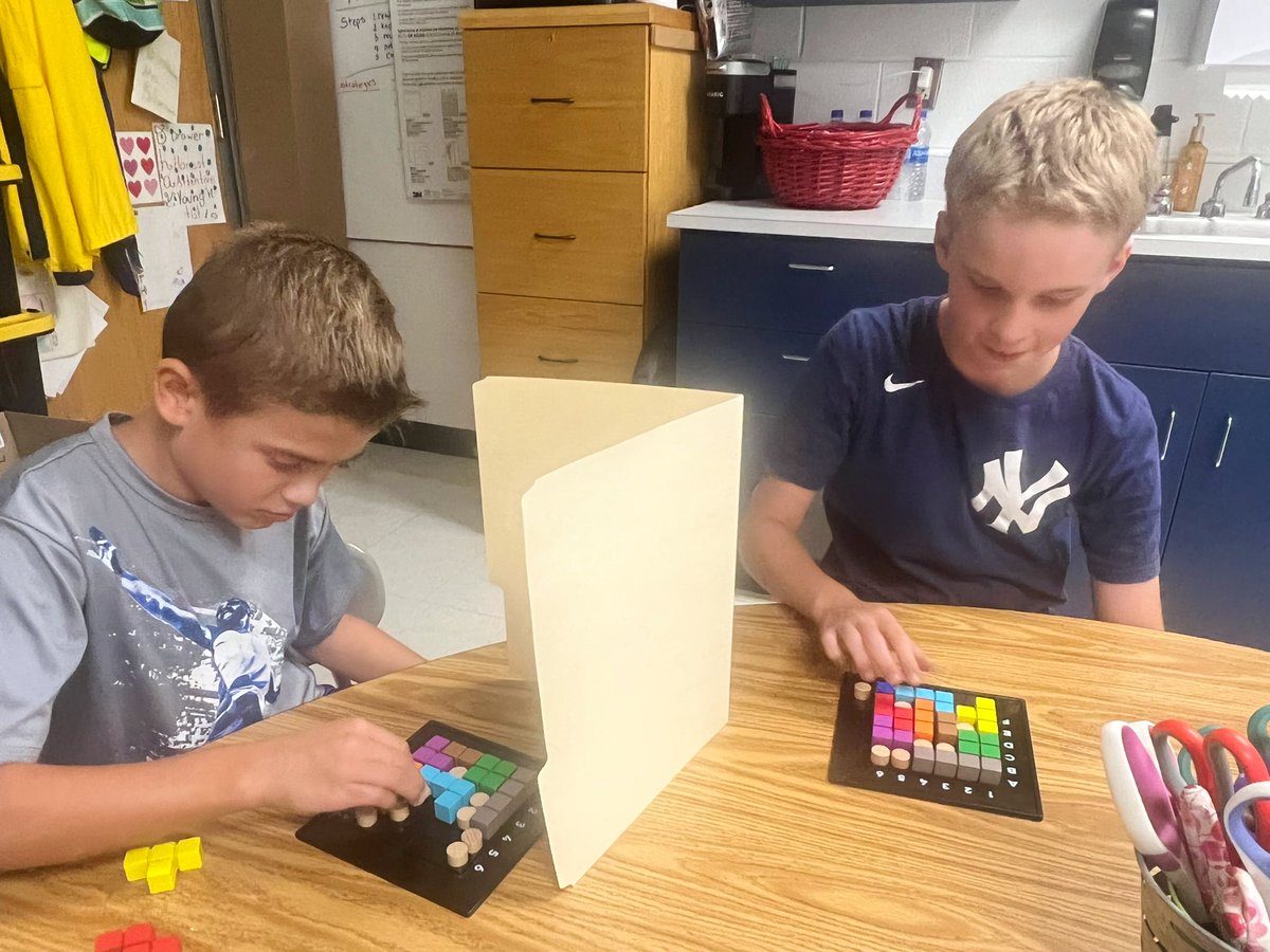 Playing one of the new puzzle games The Genius Square from our Amazon wishlist. The competition was feisty with this crew. <a href="/MRI_Family/">MRI</a> #180dayswithmrssherman #gifted