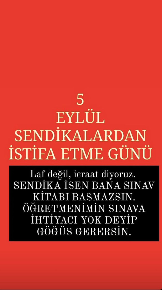 Öğretmene sahip çıkmayan, taleplerine burun kıvıran, ilgileniyor muş gibi görünen  eğitim sendikaları önümüzdeki hafta müjdemiz var , benden söylemesi... 
 #ömkiptalmeclisgoreve