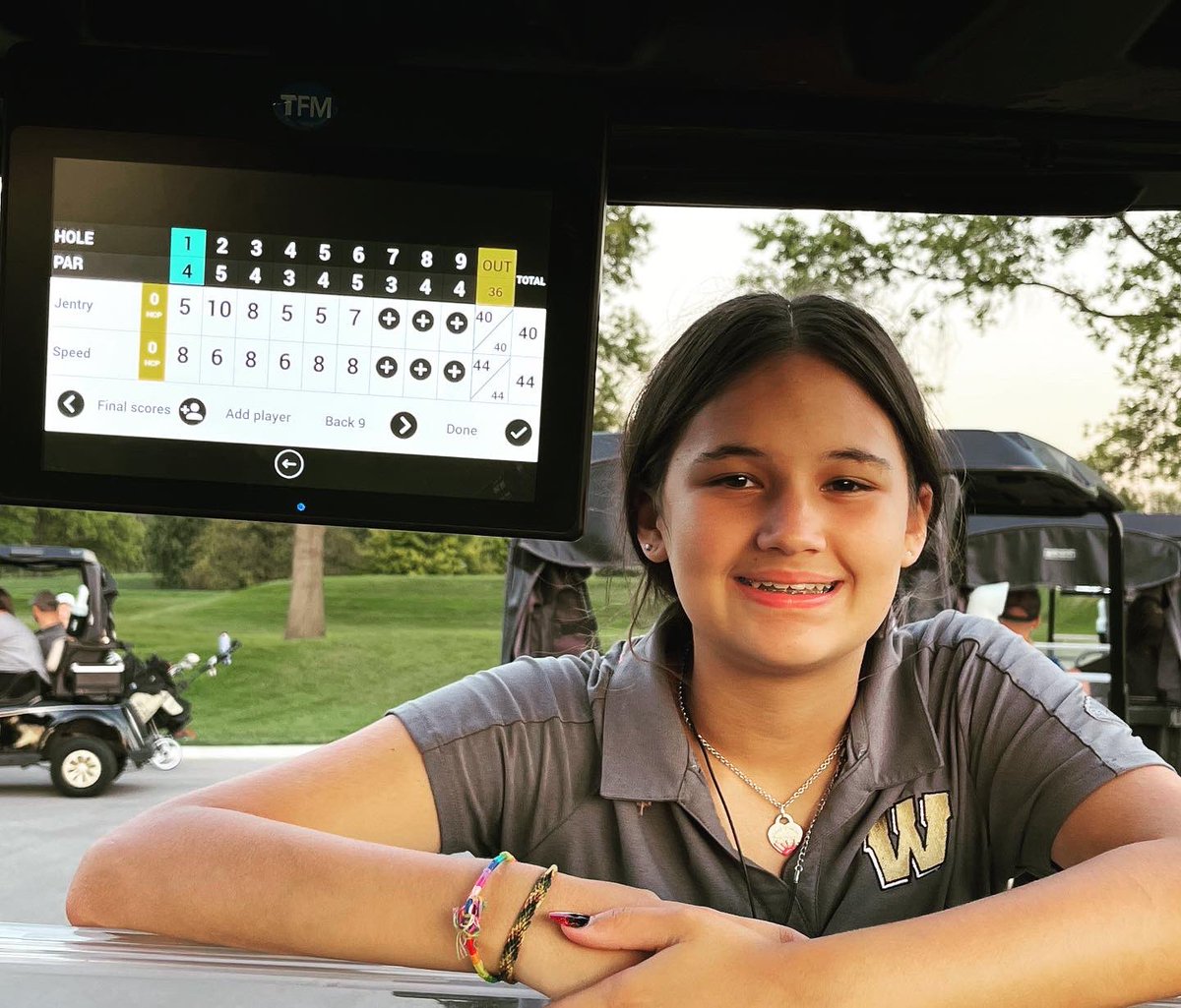 WCC_FinanceAcad's tweet photo. Proud mom! LilJ was not only the medalist tonight but her team won at a really tough @BrickyardGC It was a cool experience for these girls. @RPMS_Athletics your girls showed up ๐ฅฐ #middleschoolgolf #medalist #hardcourse https://t.co/JzmgCohCHl