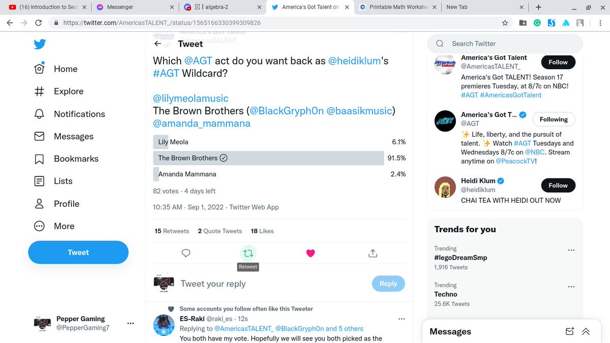 PepperGaming7's tweet photo. I vote for #BrownBrothers In #AGT WildCard @BlackGryph0n @howiemandel @AGT https://t.co/YnO6gdwwPy