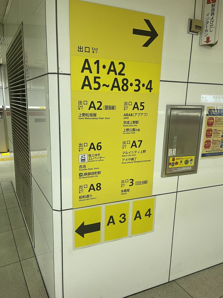 A3出口はどこ？上野駅の出口表示がややこしい！