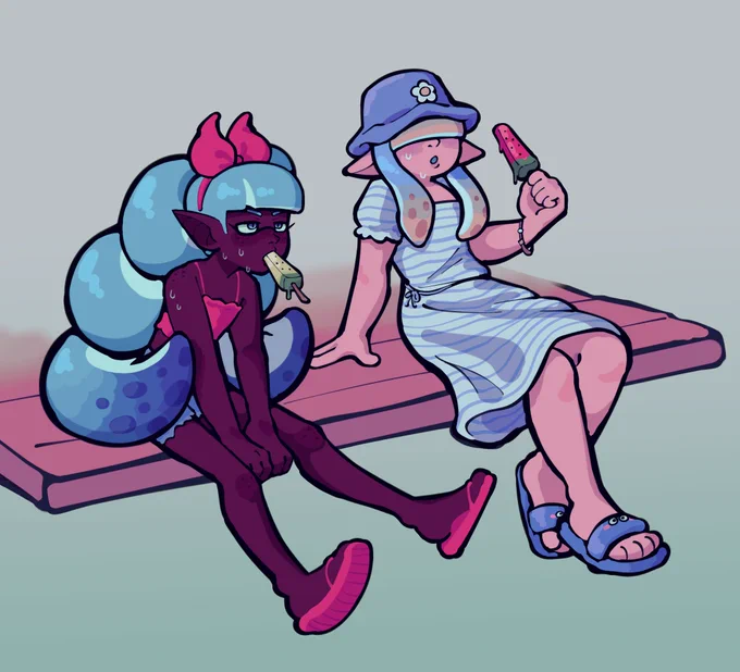girls enjoying the end of summer #splatoonoc (kiki and sandy) 