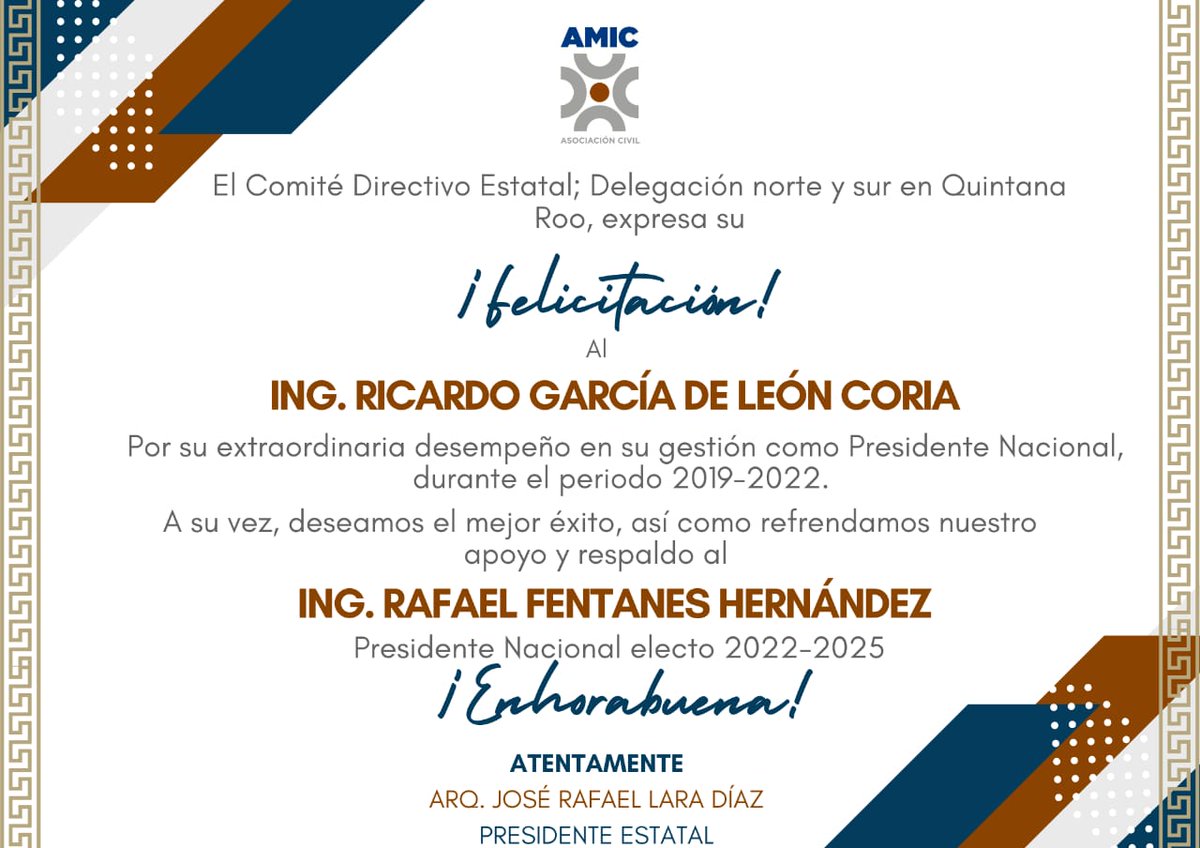 ¡Felicidades! <a href="/AMICNacional/">AMIC Nacional</a> <a href="/rigarciadeleon/">Ricardo García de León</a> <a href="/fentanes_h/">Rafael Fentanes H</a>