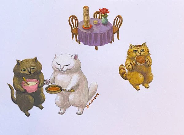アクリルスタンド用の絵を描きました。11月頃にggmartにて受注販売する予定です。販売開始の際にはまた改めて告知いたします#猫  #パンケーキ 
