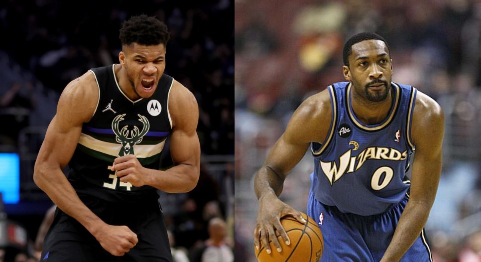 NBAMemes's tweet image. Who would you rather have on your team?

RT for Giannis
Like for prime Gilbert Arenas