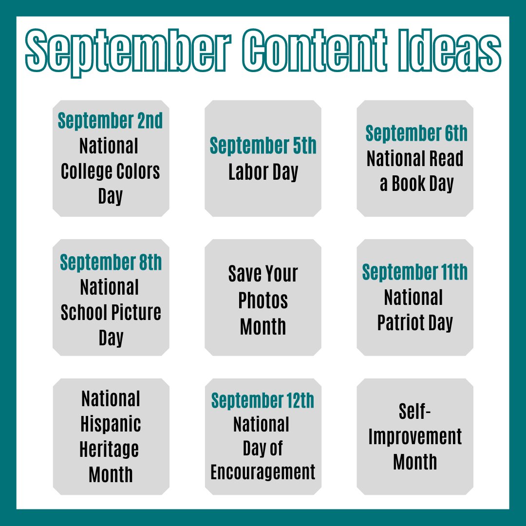 Here are some content ideas for the month of September!

#agency81 #contentcreation