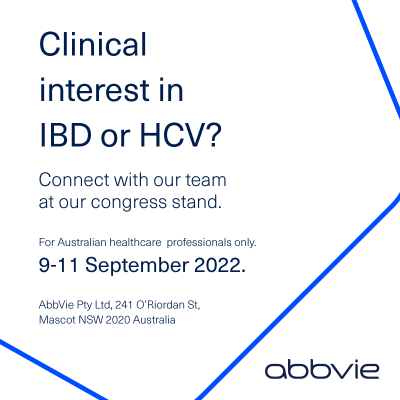 Will you be attending the GESA Australian Gastroenterology Week? 

Visit our stand to learn more about AbbVie’s commitment to improving patient outcomes 

Learn more at: bit.ly/3KBZ9ld
#AGW2022