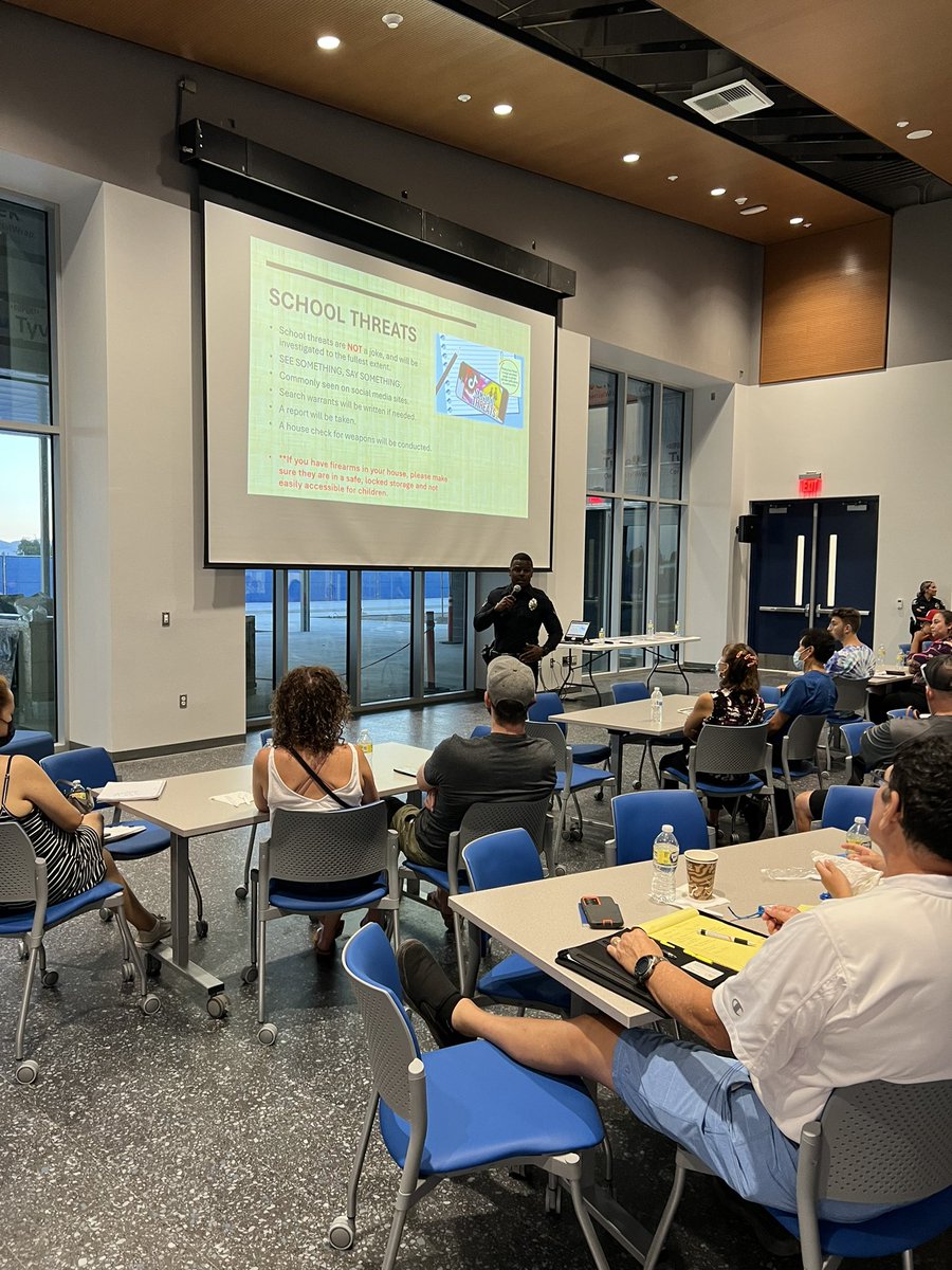 Last night our School Resource Officers did a great job presenting at the Parent Information Forum. The presentation was on a wide variety of topics to help make parents aware of the dangers our students face. <a href="/ChinoValleyUSD/">Chino Valley Unified School District</a> <a href="/ChinoHSCowboys/">ChinoHSCowboys</a> <a href="/DonLugoHigh/">Don Lugo High School</a>
