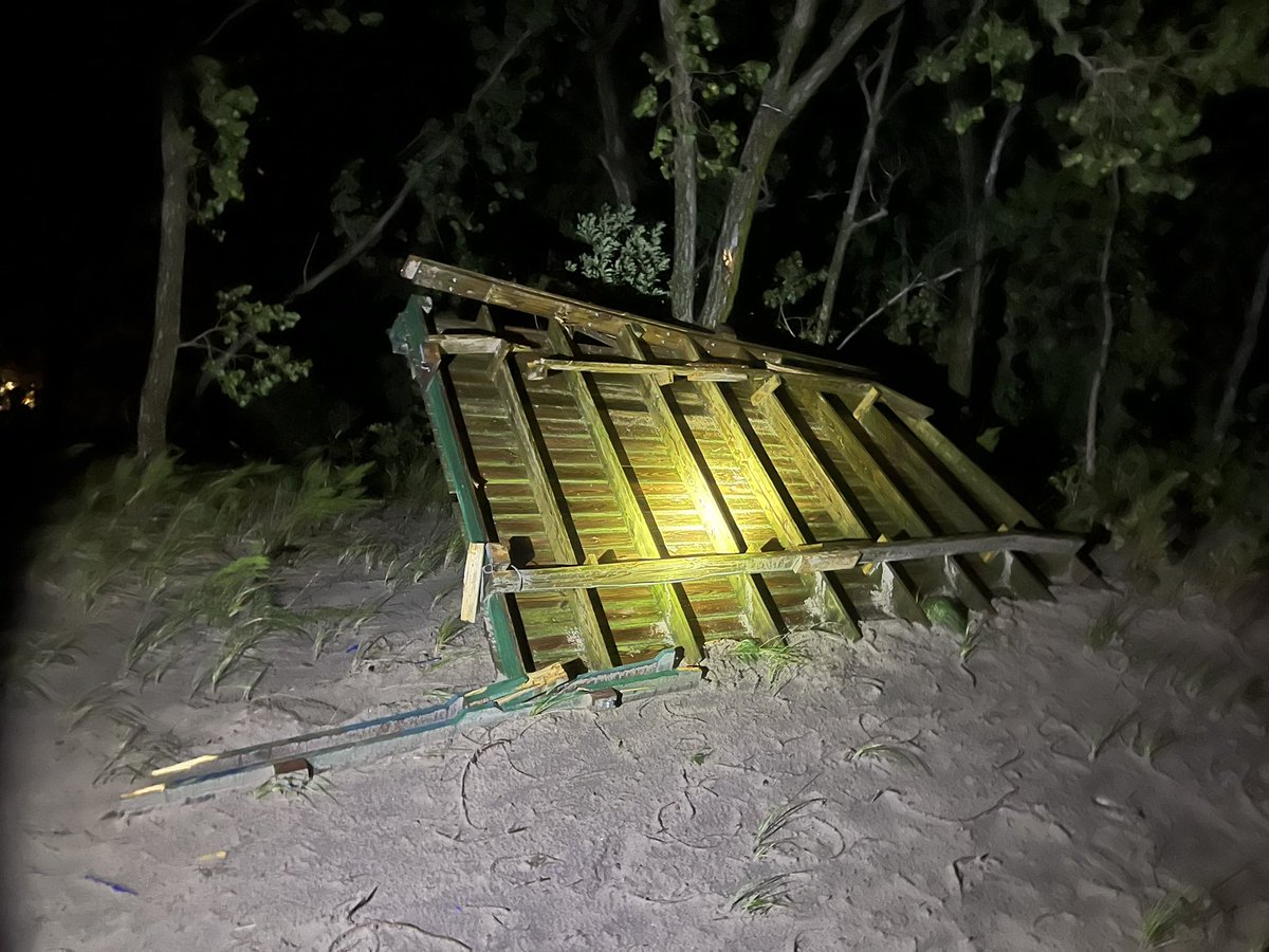 tamlarnerd's tweet photo. Hey!! You canβt park there!! (Tornado blew through Larnerdβs Landing & The Dean Den tonight). Holy crap. #BeachHouseLife https://t.co/cLuKtBSxB9