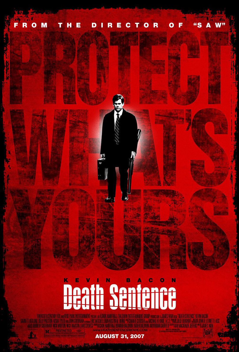 FilmNewsNos's tweet photo. 🎬MOVIE HISTORY: 15 years ago today, August 31, 2007, the movie ‘Death Sentence’ opened in theaters!
#KevinBacon #GarrettHedlund #KellyPreston #AishaTyler #JohnGoodman #MattOLeary #LeighWhannell #StuartLafferty #ZacharyDylanSmith #JordanGarrett @iamedigathegi #JamesWan https://t.co/XiG3lO1pXp