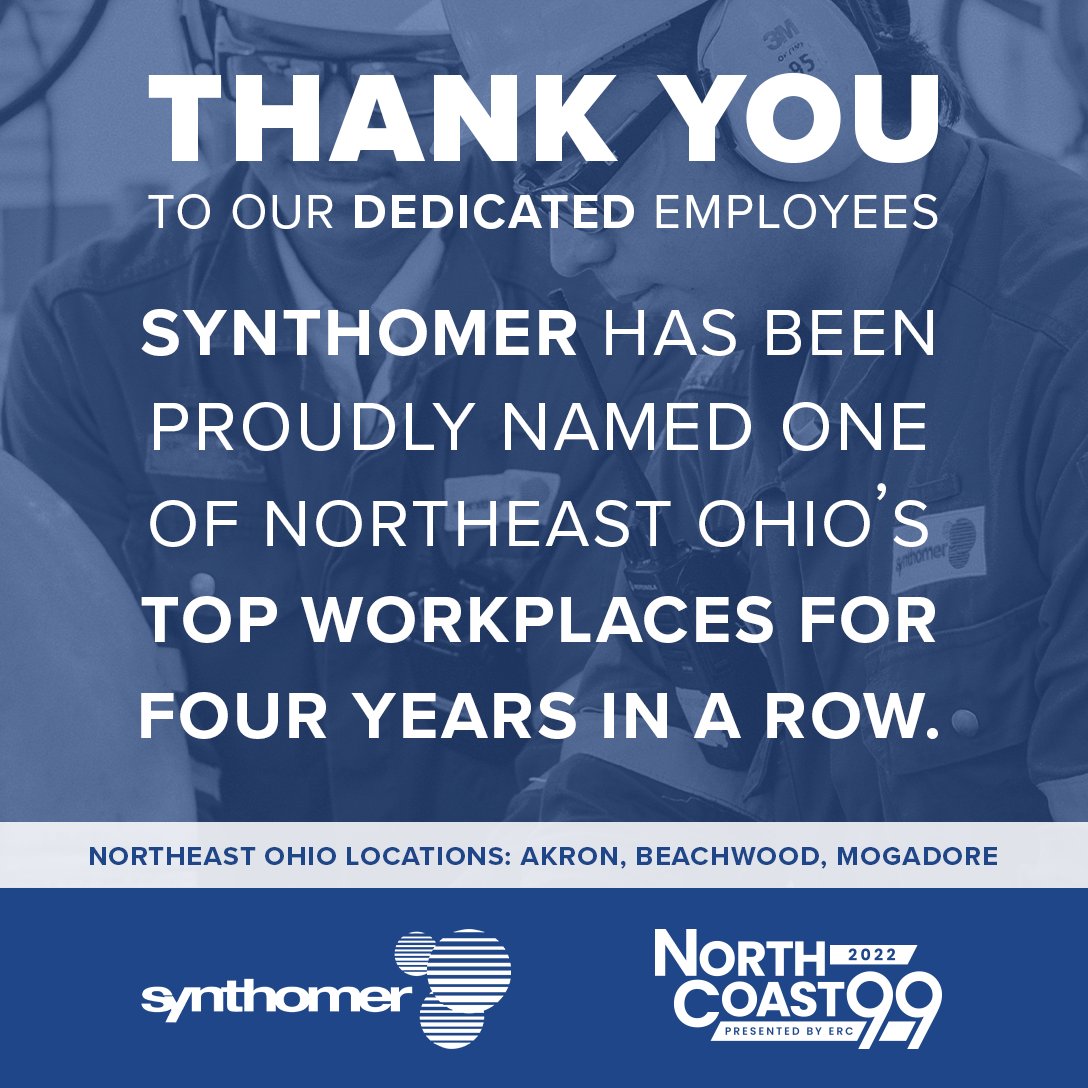 Synthomer_Group's tweet photo. We’re excited to share that Synthomer has won the @northcoast99 award for 2022, marking this as the fourth consecutive win! #ERC #NC99 #NowHiring #TopWorkplace https://t.co/HGP3VDooJ3