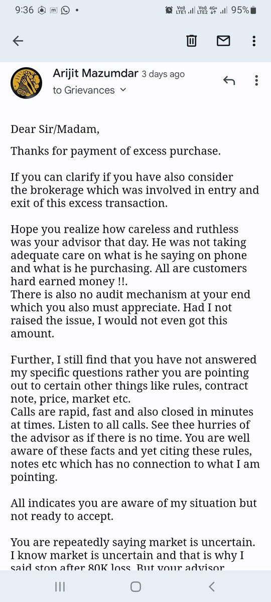 amaz08's tweet photo. @MrMotilalOswal Sir, Pl look into the questions which are raised. Your team is not answering on it and sending on scripted answers. 
Further no mention of brokerage amd interest payments on excess purchase. I would like to have your views. https://t.co/sV5QpvrT3Q
