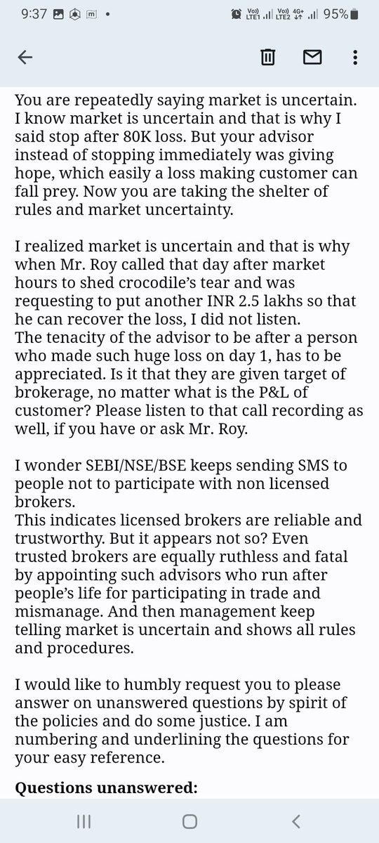 amaz08's tweet photo. @MrMotilalOswal Sir, Pl look into the questions which are raised. Your team is not answering on it and sending on scripted answers. 
Further no mention of brokerage amd interest payments on excess purchase. I would like to have your views. https://t.co/sV5QpvrT3Q