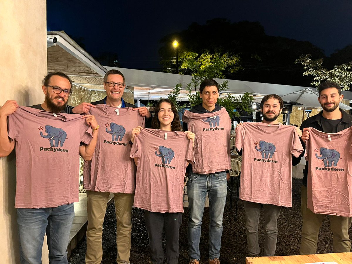 ixpantia's tweet photo. Our @pachyderminc t-shirts made a very long trip and were then held up by a Pandemic.  But after a little over 2 years we were finally able to distribute them in our team. Many thanks to our friends at Pachyderm! Time does not diminish the fact that these are very cool t-shirts. https://t.co/2z4VLEeCnD
