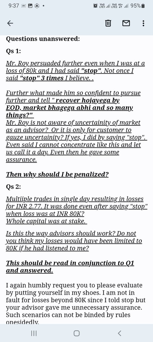 amaz08's tweet photo. @MrMotilalOswal Sir, Pl look into the questions which are raised. Your team is not answering on it and sending on scripted answers. 
Further no mention of brokerage amd interest payments on excess purchase. I would like to have your views. https://t.co/sV5QpvrT3Q