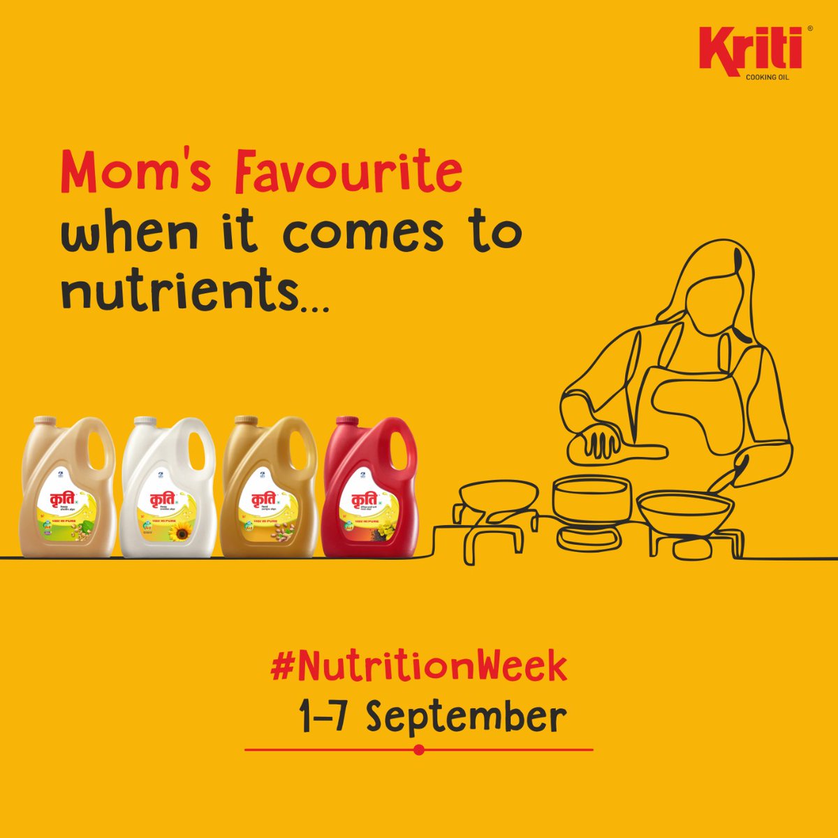KritiRefinedOil's tweet photo. Pure and rich in nutrition, #KritiOil has been a favorite of moms for years and years... after all, mom knows the best!
#NationalNutritionWeek
#Nutrition #KritiRefinedOil #KritiCookingOil #KRO #KritiOil #HealthyOil #CookingOil #PyaarSaPure https://t.co/vnvw9D1qyP