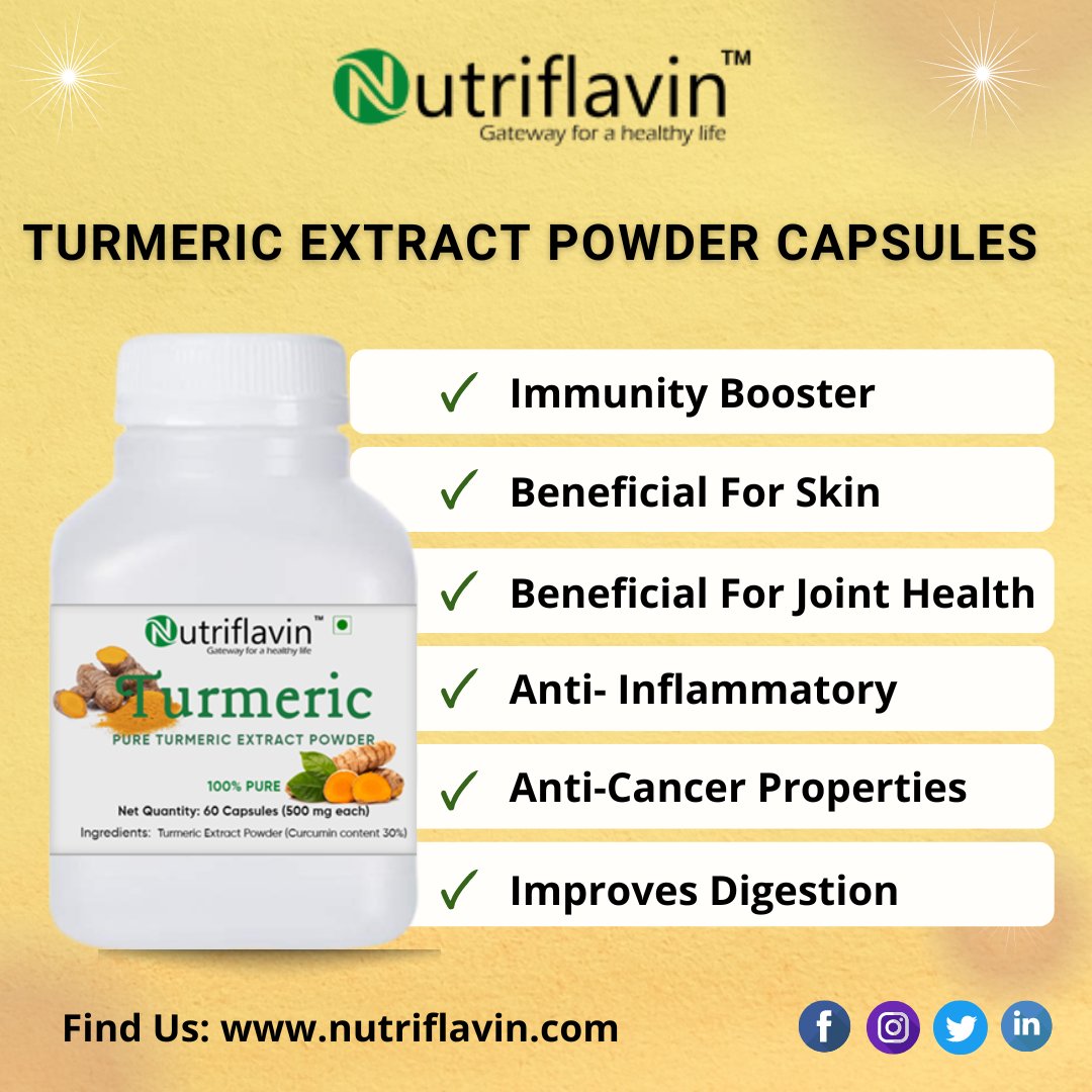 nutriflavin's tweet image. Embrace @nutriflavin Turmeric Extract Powder Capsules in your routine life and let your body enjoy good health!

🌐nutriflavin.com/product/turmer…

#turmericxtractpowdercapsule #turmericextract #curcumin #curcuminextract #turmeric #nutriflavin #nutraceuticalproducts