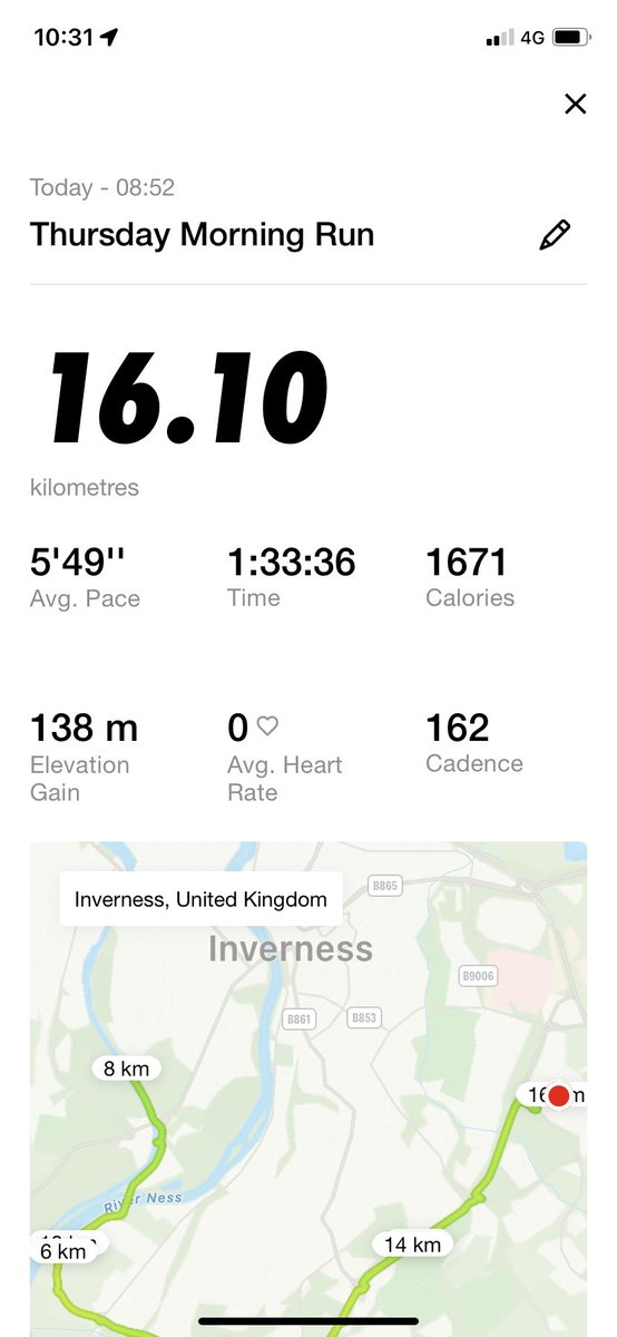 Another nice 10 miler this morning. Legs very heavy after Tuesday and that's 20 mile in the legs this week. Rest days till Sunday morning now I think 😂 #ukrunchat #running #nikerunningapp