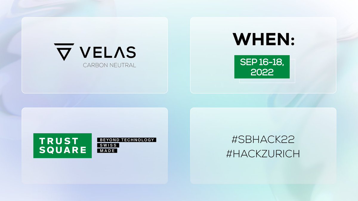 We're delighted to announce that Velas is becoming a protocol partner of the Swiss Blockchain Hackathon (<a href="/Trust_Square/">Trust Square</a>) on September 16-18th.

This year, #SBHACK22 will partner with <a href="/hackzurich/">HackZurich</a>, bringing #Blockchain &amp; #Web3 to Europe's largest and most prestigious #hackathon.