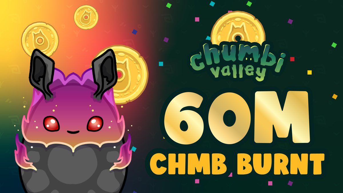 Hey Chumbi Gang! 💚

🔥 We just burned another 60,000,000 $CHMB

This is the 2nd of 6 burns that will occur monthly, each with increasing amounts of CHMB for a total of 560,000,000 CHMB burned forever!

✅ Burning Transaction: bscscan.com/tx/0x0a2e283b6…

#play2earn #nft #cryptogame