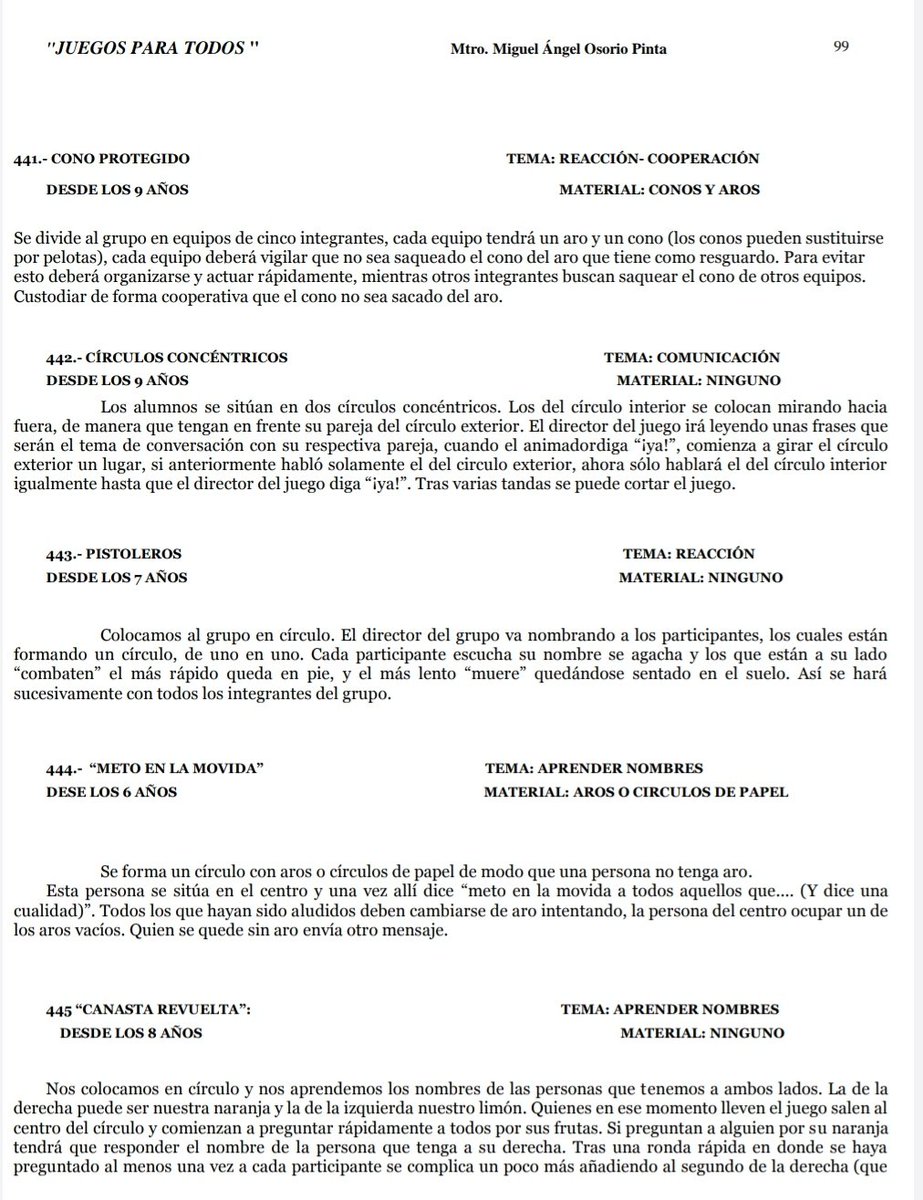 EFisicaIntegral's tweet photo. RECURSO📂: 'Juegos para todos' es un documento donde se pueden encontrar un total de 482 dinámicas lúdicas para aplicar en nuestras clases de Educación Física 🏀⭕
https://t.co/2tW5xkulMG https://t.co/JyZ7kVDD9W