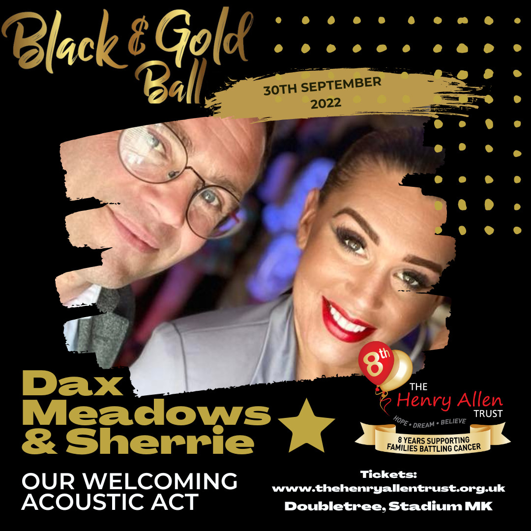 Henryallentrust's tweet photo. Our welcoming Acoustic Act for the Black &amp; Gold Ball...🖤💛🎉🕺💃🎤🎶

...the fantastic Dax Meadows &amp; Sherrie!! 

Just a month away now!!

Tickets still available:

https://t.co/sxddVlcemL

#thehenryallentrust #blackandgoldball #mk #glamnightout #daxmeadowsandsherrie #liveduo https://t.co/TgJbHZC8Qe