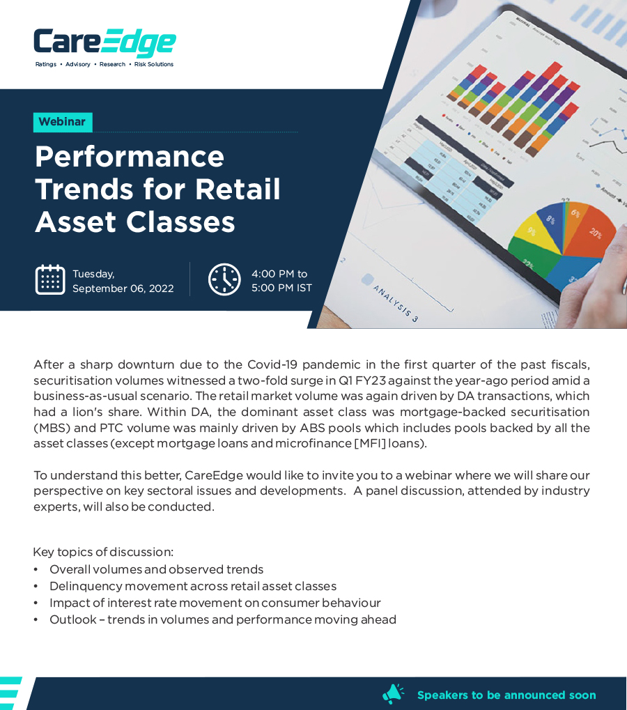 CareEdge_Group's tweet photo. CareEdge Webinar: Performance Trends for Retail Asset Classes
Tuesday, September 6, 2022 - 4 PM to 5 PM IST
To Register: https://t.co/2DSWXc8wTi
#CareEdge #CareEdgeInsights #CareEdgeWebinars #RetailAssets #Trends https://t.co/FgeXiVFHH4