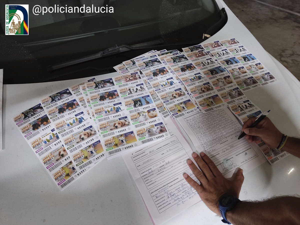 policiandalucia's tweet photo. Nueva intervención de lotería ilegal #ONDEE en #Sevilla
🚩337 cupones incautados
Debes saber:
⚠️Sin garantía de cobrar los premios
⚠️Sin permisos
⚠️Se alimenta a la organización
✅La mejor arma 👉 concienciación ciudadana
✅Si observas vendedores 📲👮
#nocompres #juegoilegal https://t.co/kBL8Dvs0eX