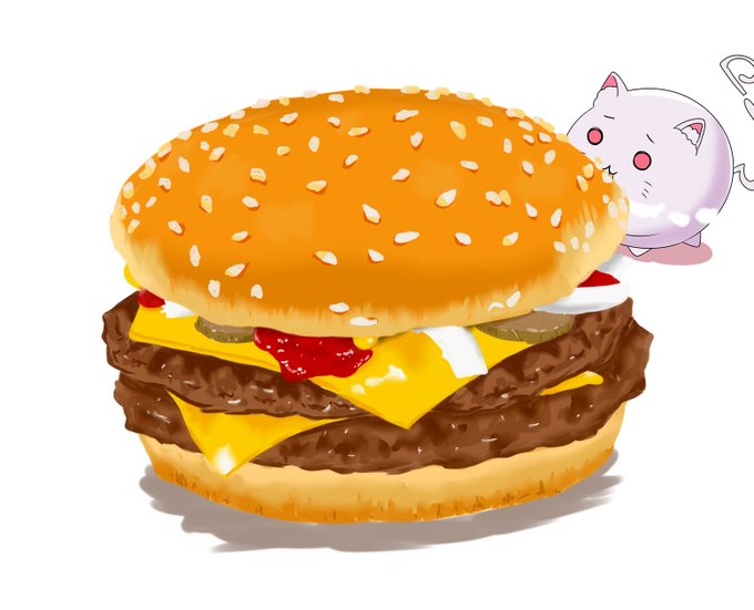 悔しいから昔描いたクォーターパウンダーチーズバーガー載せるね 