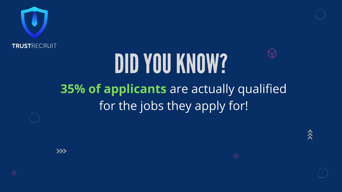 trust_recruit's tweet photo. Did you know only 35% of applicants are actually qualified for the jobs they apply for? That's why we designed #TrustRecruit to match you with verfied and trusted NFT resumes. 

#TrustRecruit #NFTresume #recruit #consultancy #nft #nftcv https://t.co/ERDyroC3kg