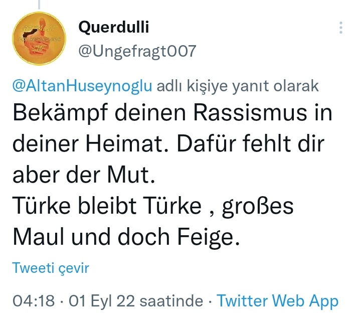 AltanHuseynoglu's tweet photo. @Ungefragt007 @bpol_b If you dont take any action for this Nazi remnant, I will raise the issue to which level it requires @bpol_b https://t.co/z5wyho9qeA