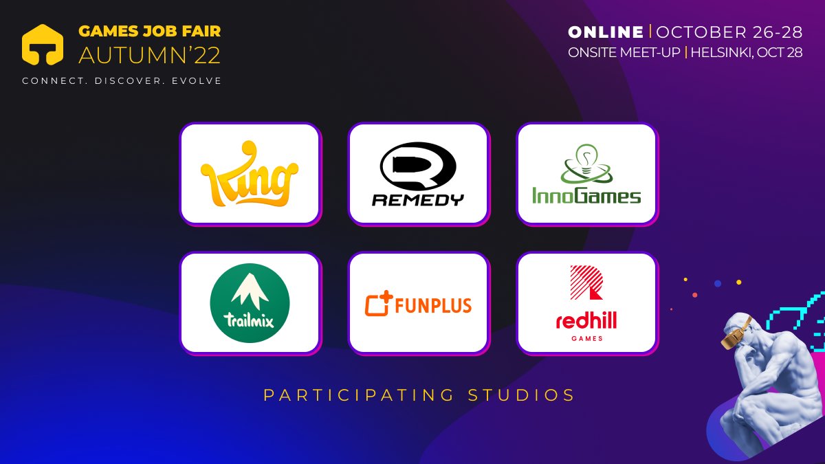 Things are shaping up really nicely for Games Job Fair Autumn 2022 and the first batch of studios to join is just 🤌 ! Don't miss out, join today! 👇 apply.gamesjobfair.com #GamesJobFair #gamedev #gamejobs #recruiting #gamedevelopment #career #careerdevelopment