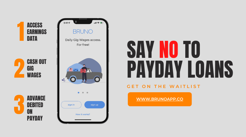 brunoappsf's tweet photo. According to MasterCard, over 81% of gig workers are unaware of or don't have access to pay advances. Bruno is a game changing service that provides earned wages for free. Sign up on the waitlist now: https://t.co/T75UZ61vcP https://t.co/FGxg3Tg9yQ