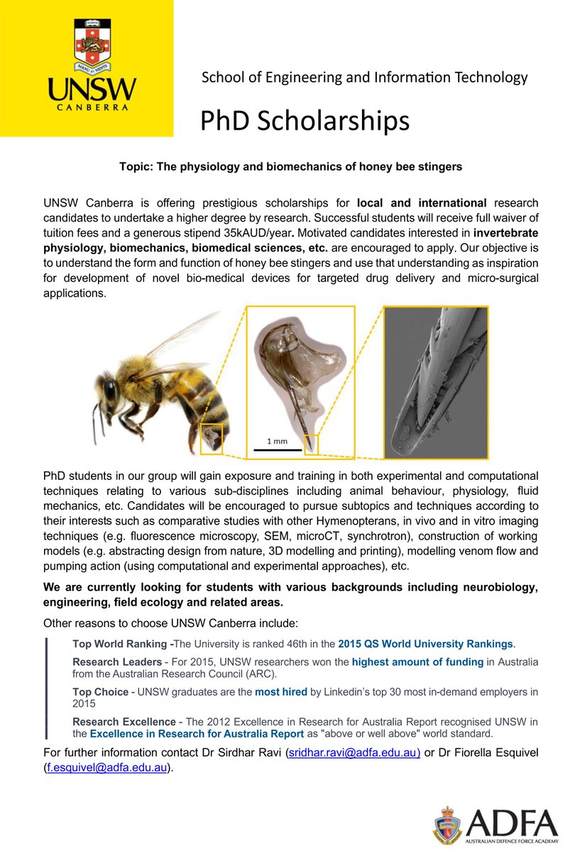 We are looking for PhD and Master's students to join our project on honey bee biomechanics! If you are looking to diversify your research skillset and work in an interdisciplinary team this might be for you!
#biologyphd #biologymasters #engineeringphd #engineeringmasters