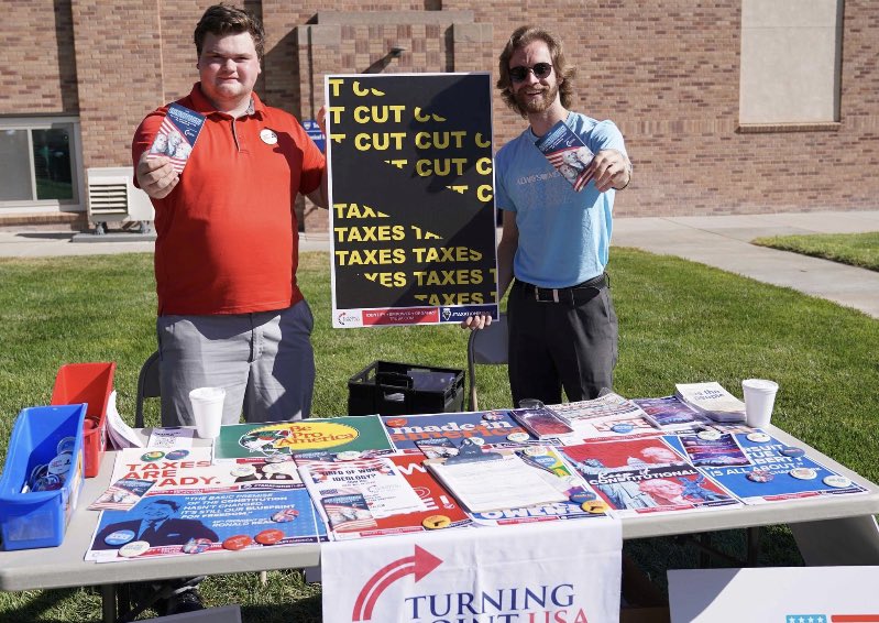 Our first table at Mid-Plains Community College in McCook! A big thank you to @HubbellCorbin for coming down and helping make this possible. A Major Win for @TPUSA_MIDWEST Today.  There’s more to come! Stay tuned for @TPUSAatMccook first meeting next week!