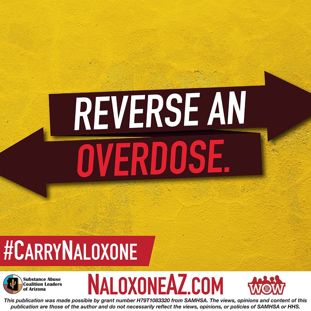 Reverse an opioid overdose with Narcan (naloxone). Learn more at NaloxoneAZ.com

#WOWCoalition #GetintheWay #SaySomethingDoSomething #BuckeyeAZ #Prevention #Parents #Guardians #Youth #Teens #Fentanyl #OpioidOverdose #Narcan #CarryNaloxone #SaveALife #ReverseAnOverdose